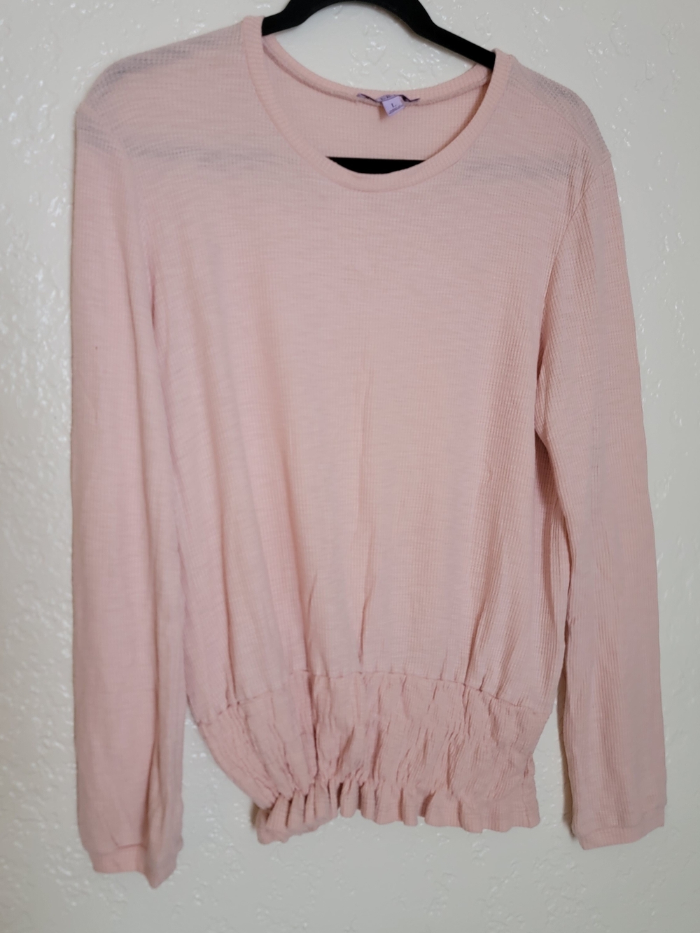 Hale Bob Pale Pink Long Sleeve Ruffled Hem Top
